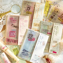 JIANQI 25 pcs Vintage Bill Scrapbooking Set Decorative paper Set Diy Scrapbook Diary Album Hand made Junk Journal Supplies