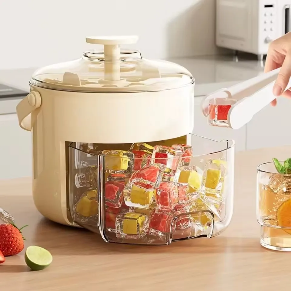 Ice Cube Maker with Easy-press Lid, Thickened Double Layer, Portable Freezer Box, Food-grade Plastic Storage