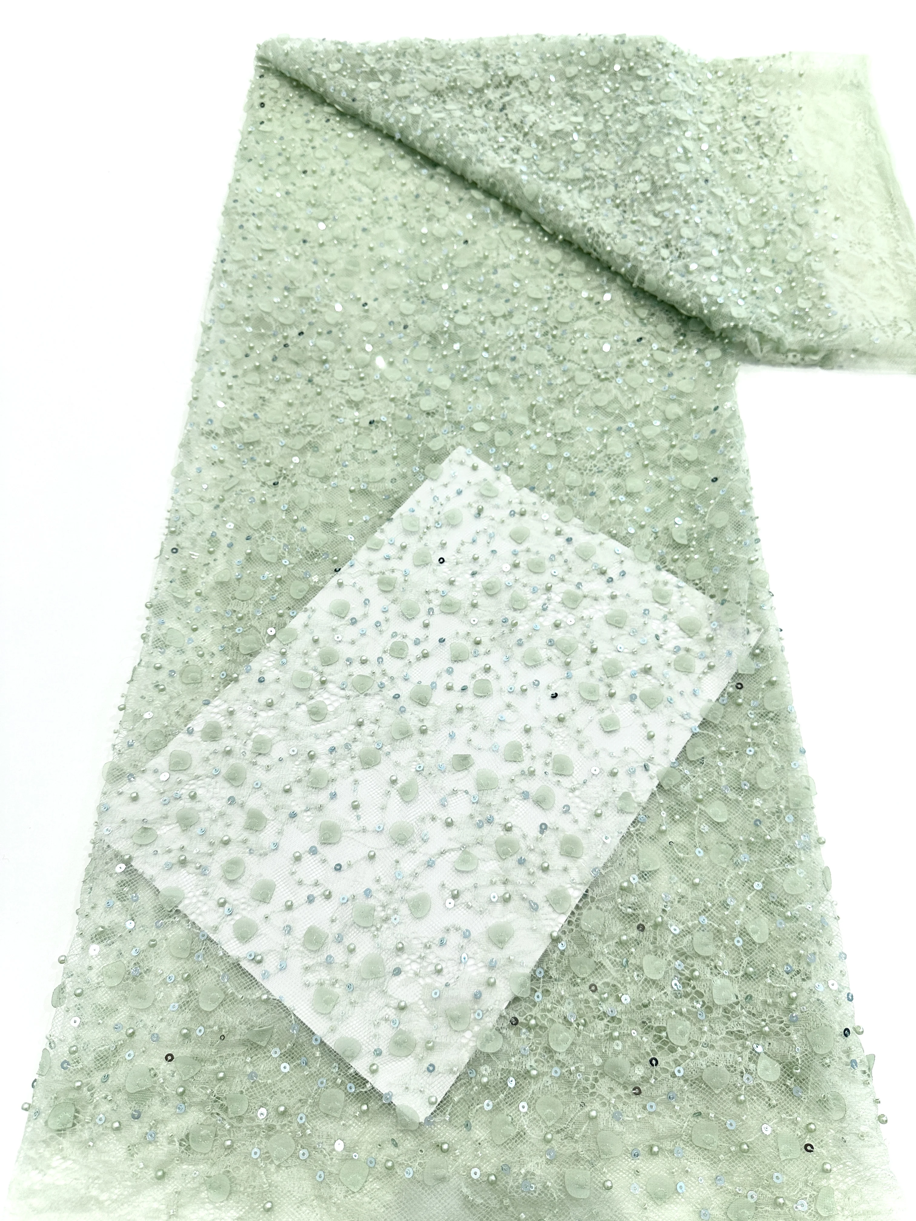 Africano 2025 malha de alta qualidade lantejoulas bordado frisado tule tecidos renda nigeriano para material nupcial costura casamento