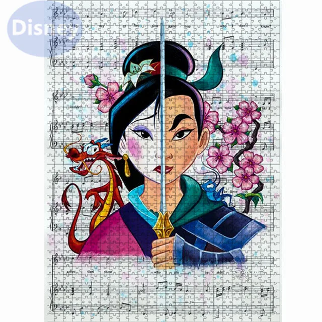 Puzzle de dessin animé Disney Mulan pour enfants, jeu de puzzle, décoration de vacances, cadeau pour fille, 1000 pièces