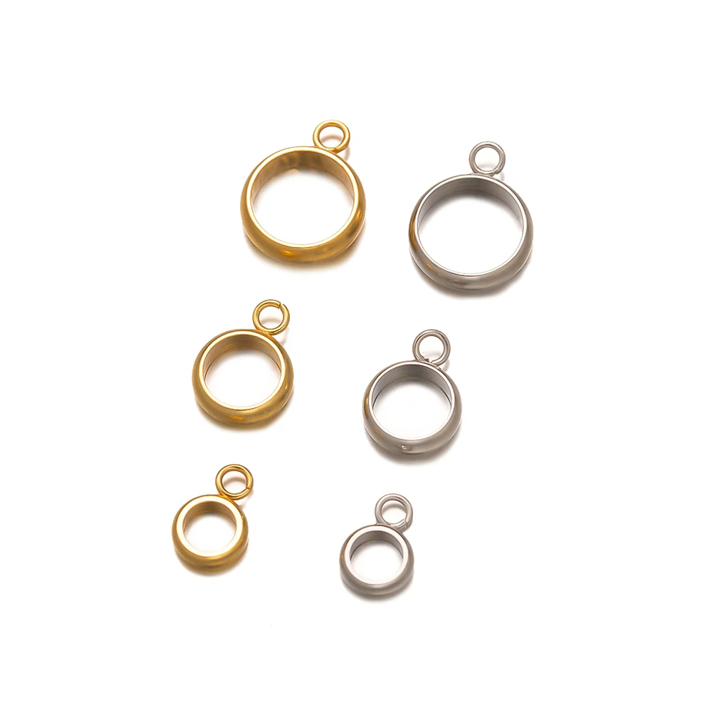 20pcs Gold Stainless Steel Pendant Connector Charms Bail Beads Bracelet Making Larger Hole Spacer Beads for Necklace DIY Jewelry