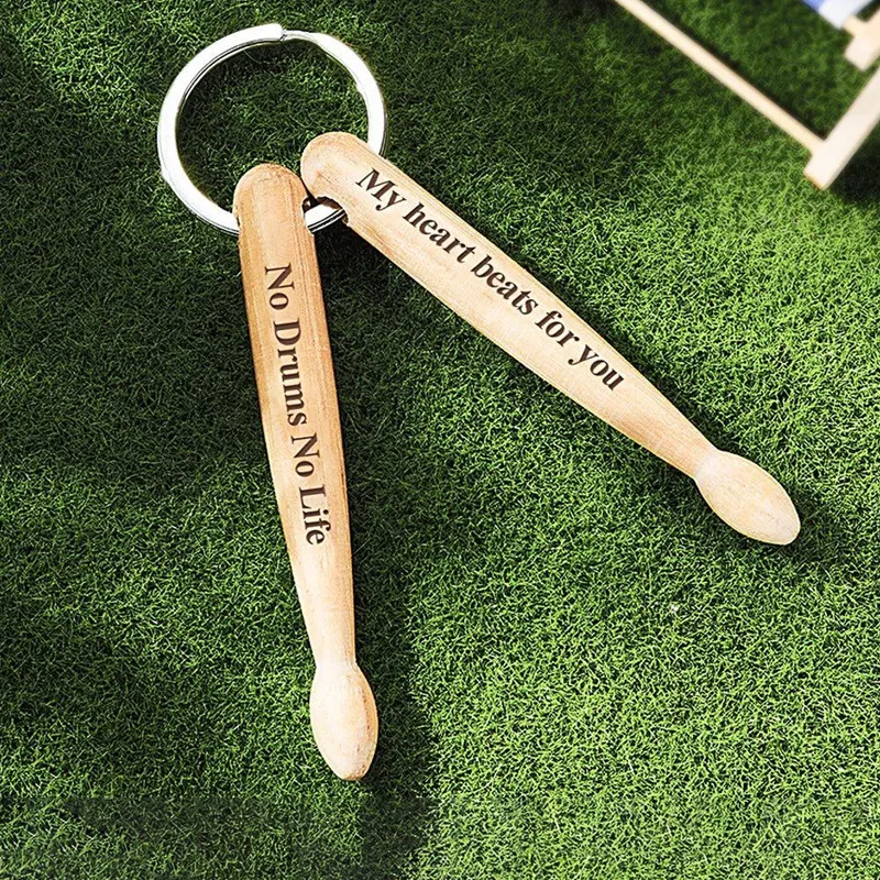 1 Personalized Custom Drumstick Keychain, Can Be Customized with Name or Commemorative Date, Wooden Drumstick Key Ring, Percussion Stick Keychain, Christmas Gift, New Year Gift