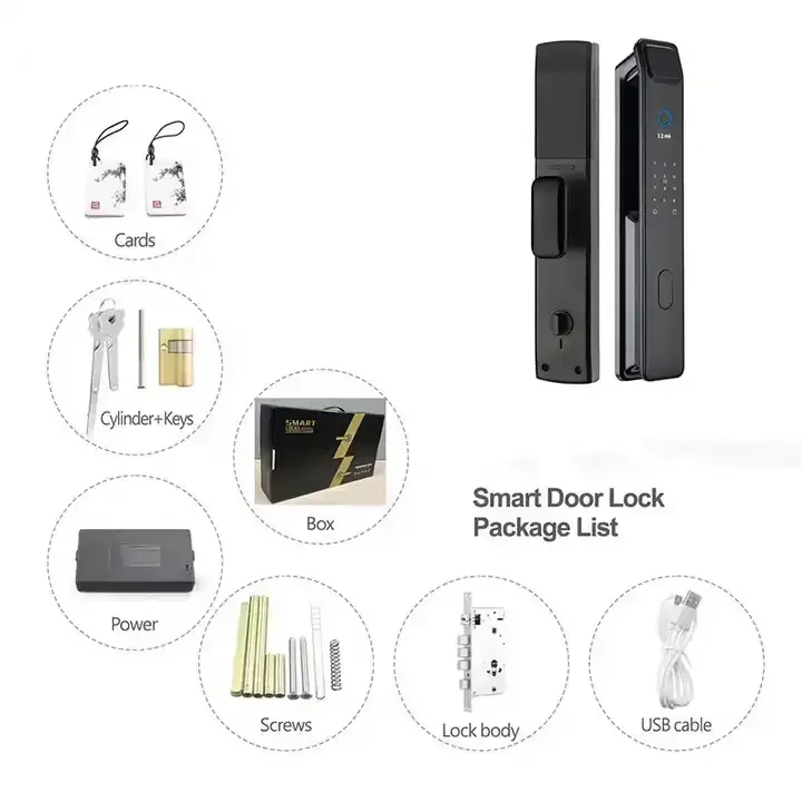 005OEM Touch Screen Smart Security Fingerprint Digital Tuya Room Door Lock Electronic Door Locks