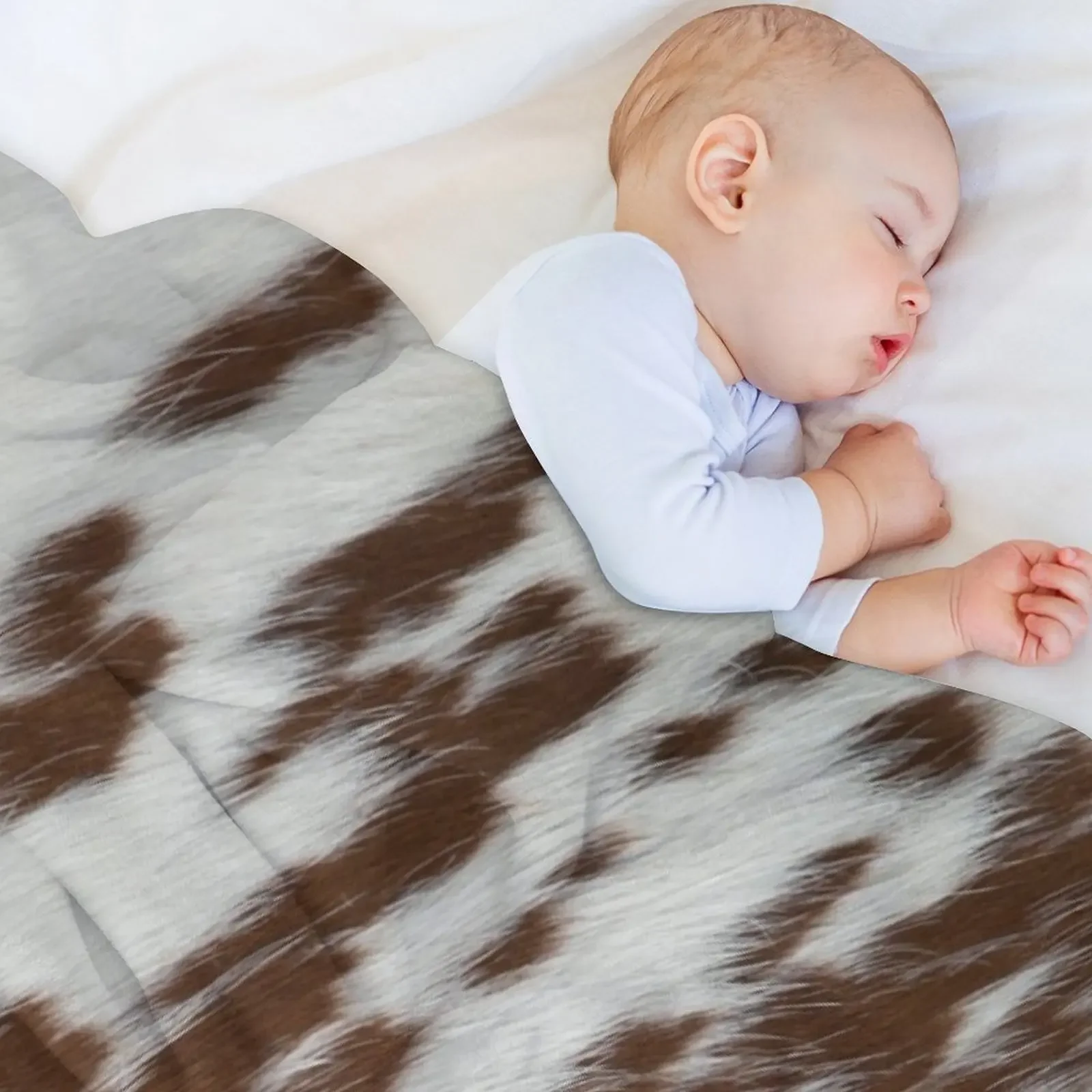 Cowhide fur, animal skin pattern Throw Blanket Retros Cute Plaid wednesday Comforter Blankets