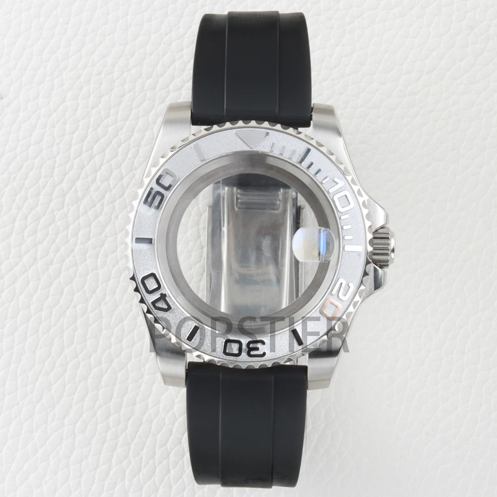 NH35 Watch Case 40mm Stainless Steel 10ATM Waterproof Sapphire for Yacht-Master NH34 NH35 NH36 NH38 Movement Rubber Strap