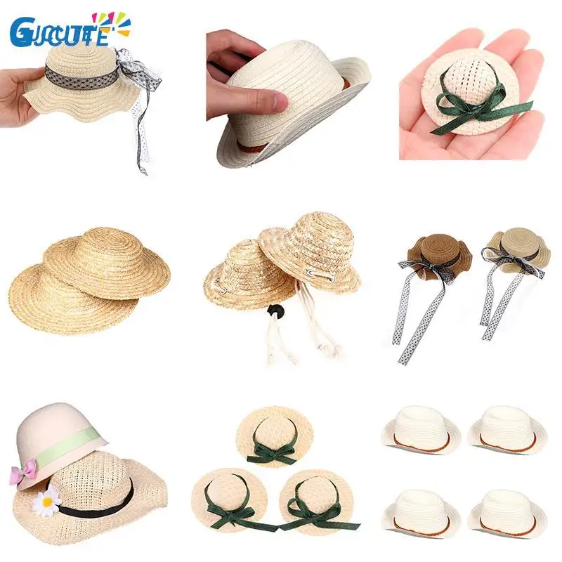 1Pc Doll House Doll Handmade Straw Hat Sun Cap For  Doll Accessories Decoration Blyth Doll Clothes