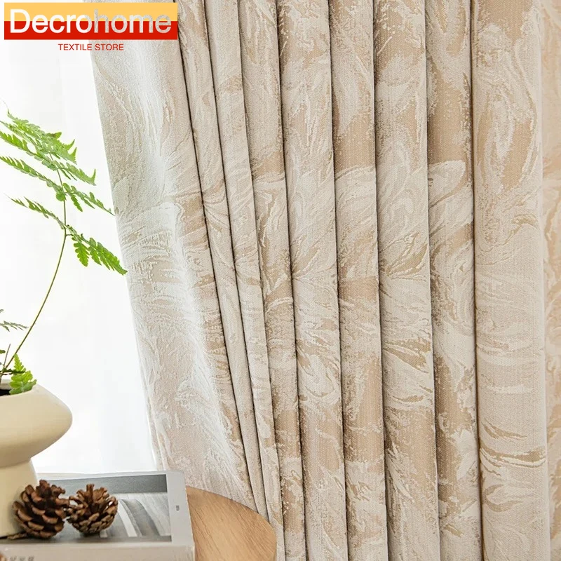 Mediterranean Blue Painting Jacquard Chenille Thickened Blackout Curtains for Living Room Bedroom Falling Floor Window Balcony