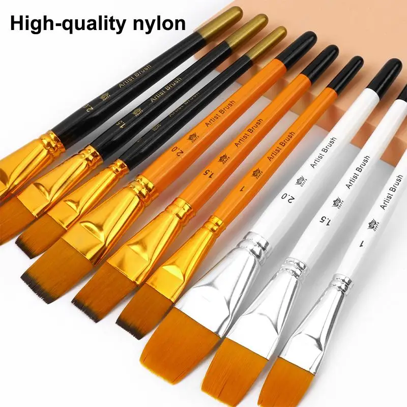 Nylon Paint Brushes Set 3pcs for Acrylic Oil Watercolor Painting Comfortable Design for Studio Drawing Art Learning Projects