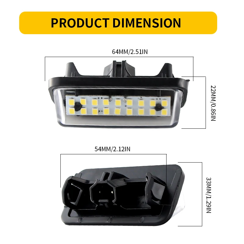 2PCS LED License Plate Lamp Light Rear Number Plate Light For TOYOTA Rav4 Prius Alphard VELFIRE For Lexus UX 200 UX 250HF ES300h