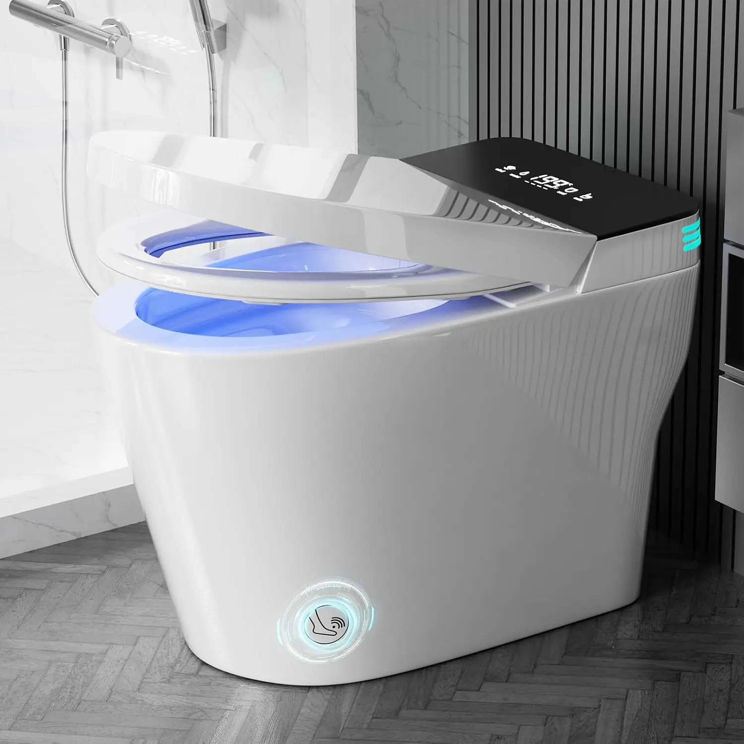 Smart Toilet with Bidet Built In, One Piece Bidet Toilet with Auto Dual Flush, Foam Shield, Modern Elongated, Customized