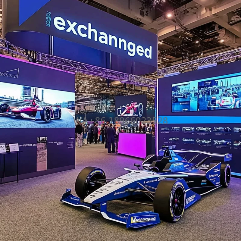 Racing Car Auto Show Custom Large Display Exhibition Booth Design with LED Screen Modular SEG Backlit Trade Show Booth