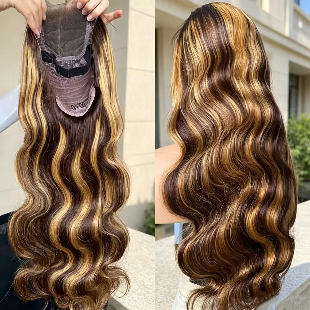 230 Density P4/27 Highlight Body Wave Wig 13x6 HD Lace Front Human Hair 13x4 Transparent Lace Wigs Human Hair Pre Plucked