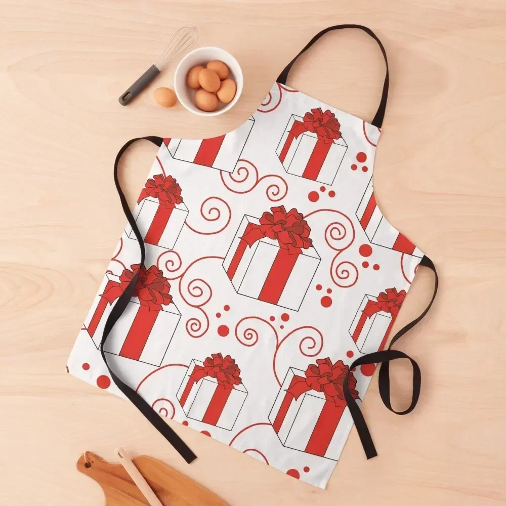 

Red & White Christmas Presents Apron Costume Waiter women's kitchens Kitchen Chef Apron