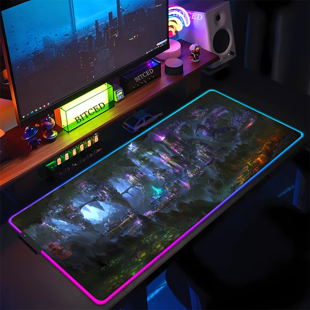 Heroes of Might and Magic 3 Large RGB Mouse Pad XXL Gaming Mousepad LED Mouse Mat Gamer Mousepads Luminous Table Mats Desk Pads