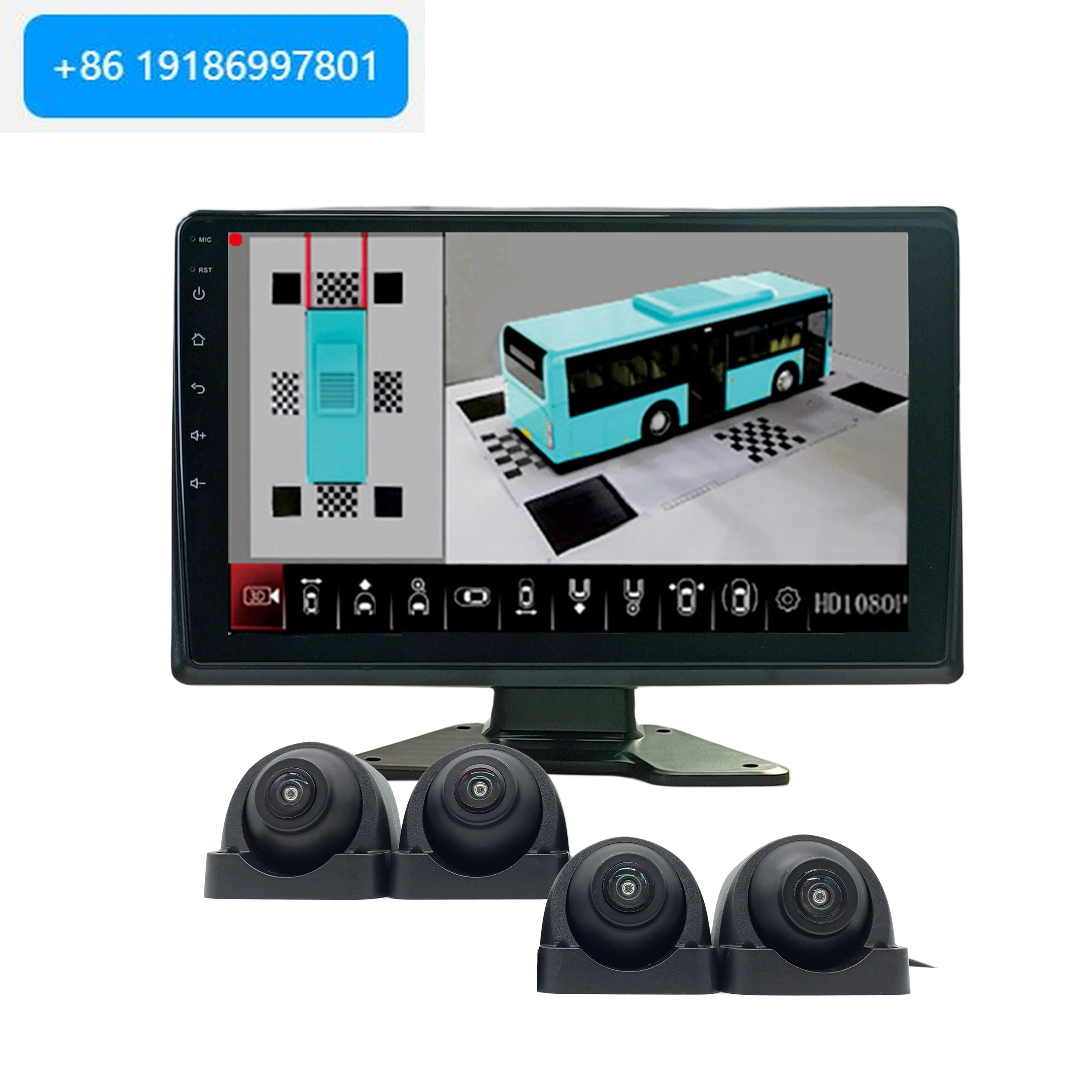 360 Degree Bus Truck Camera Monitoring System 10.1 Carplay Android FHD 1080P 360 AVM Around View Monitor 360 Car System
