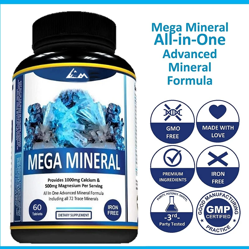 Super mineral supplement - calcium, magnesium, zinc, potassium, boron, selenium, chromium, and 72 trace minerals