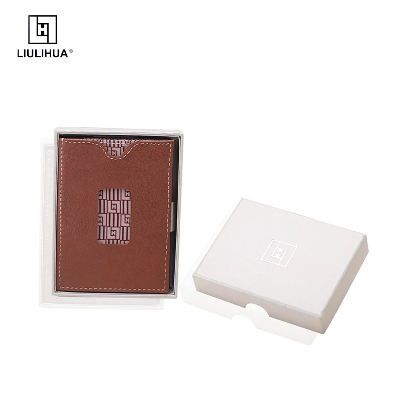 

Модный кошелек LLH из воловьей кожи с RFID-защитой и отделением для карт, многофункциональный вертикальный кошелек в европейском и американском стиле