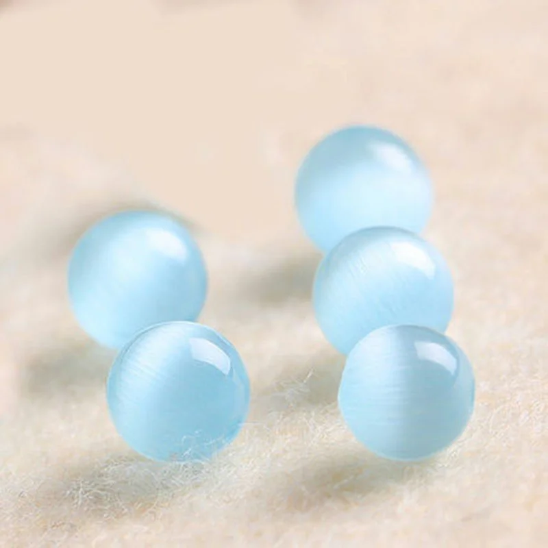 4A Natural Blue Cat Eye Opal Single Bead DIY Beads Crystal Jewelry Making