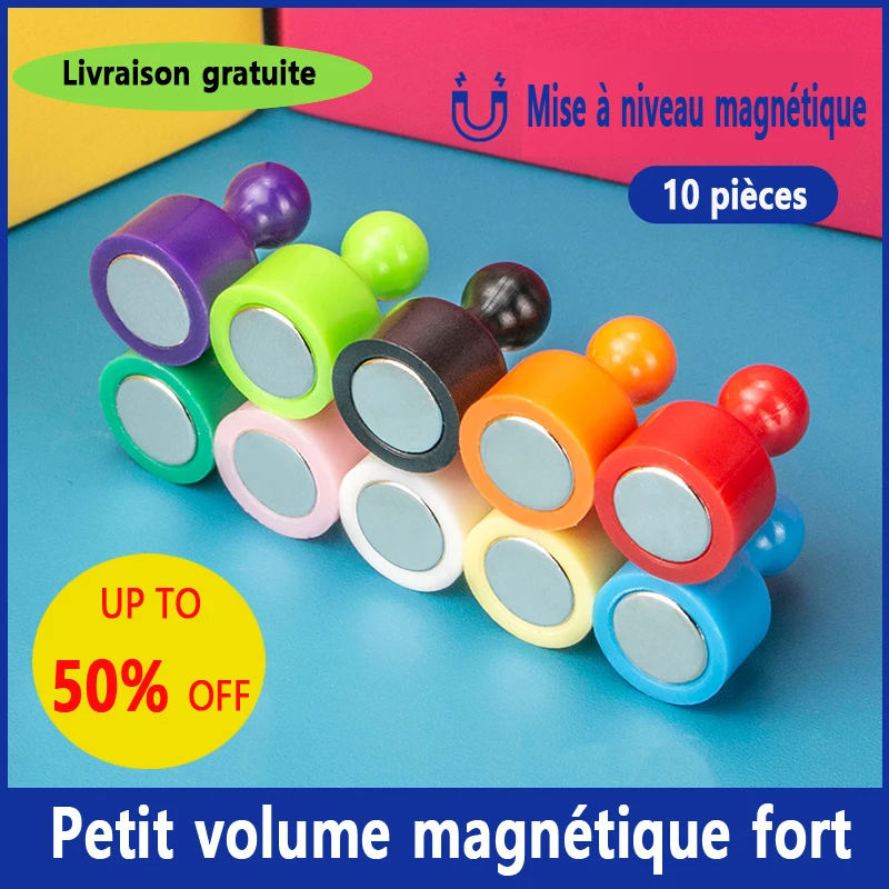 Aimants de réfrigérateur Super puissants, 10 pièces, punaises magnétiques en néodyme, ventouse, punaise magnétique pour tableau blanc