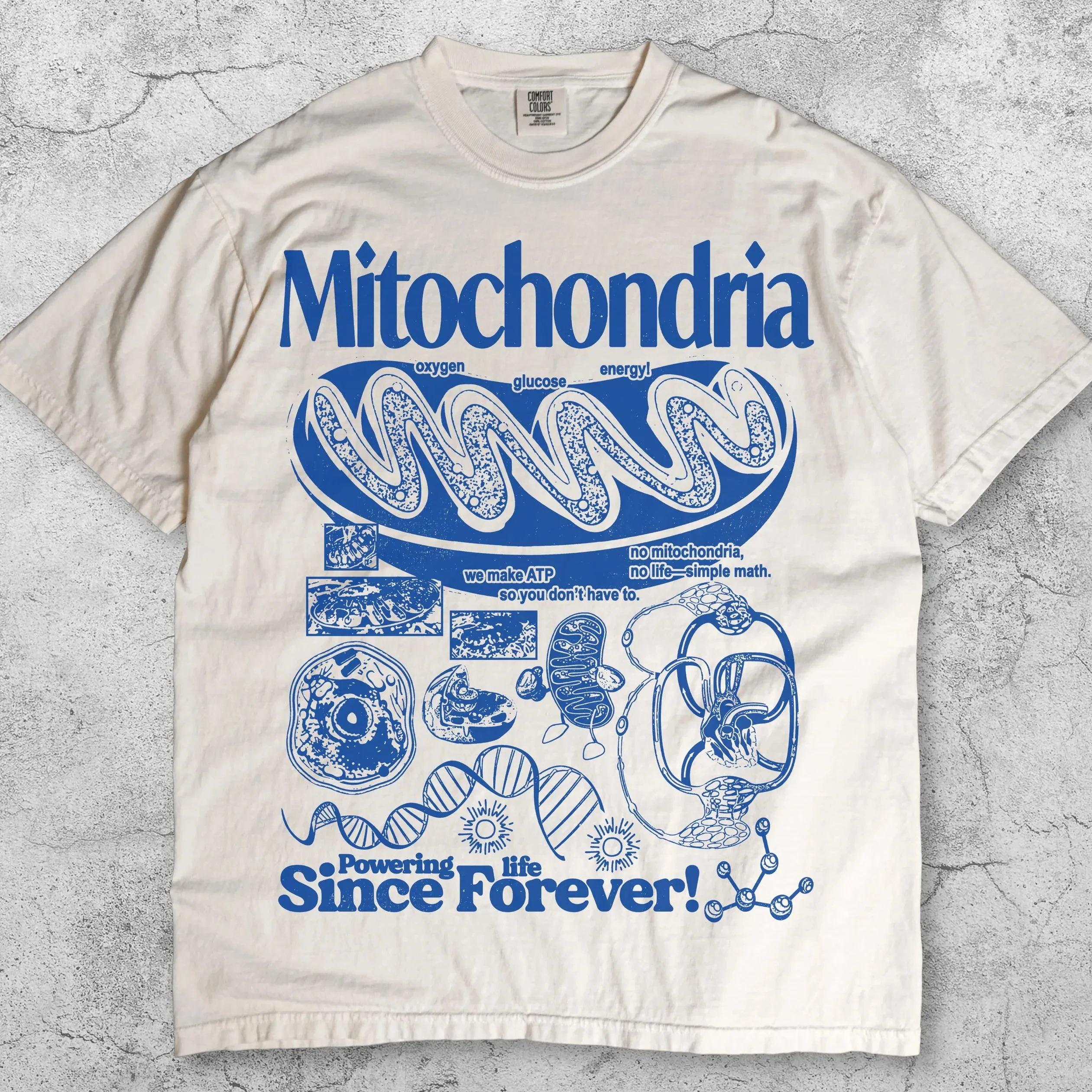 Mitochondria Vintage Science T-Shirt Retro Biology Graphic Tee 90s Academic Cell Diagram Shirt Humor Top Learning Gift