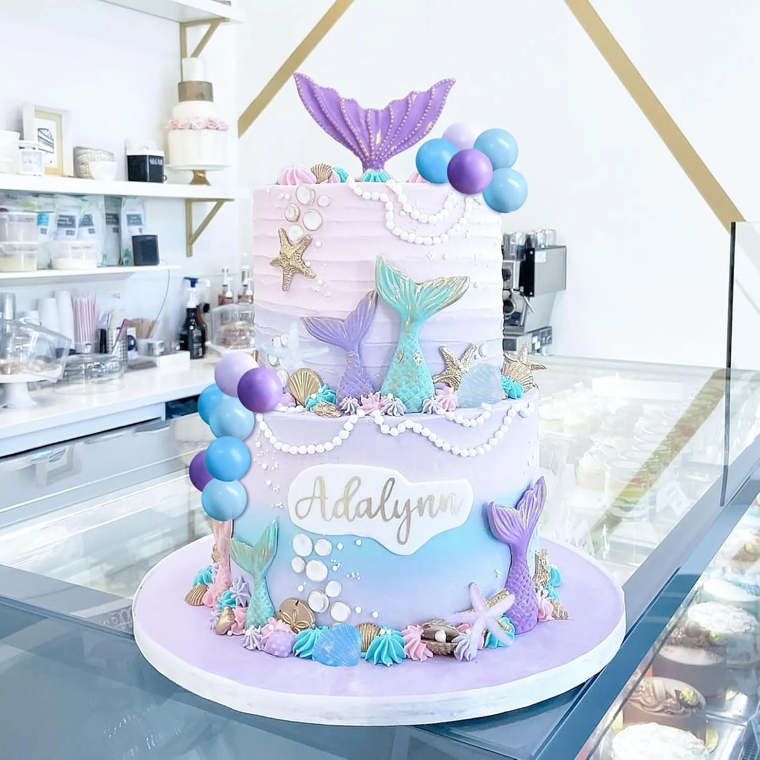 Lila Kleine Meerjungfrau Topper Unterwasser-Dekoration Muschel-Topper Meerjungfrauenschwanz-Topper Meerjungfrauen-Party-Zubehör Meer – Detail 5