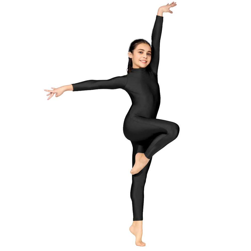 

Child Spandex Cosplay Costume Dance Unitard Long Sleeve Kid Jumpsuits Suit Turtleneck Full Length Bodysuit One-Piece Ballet Girl
