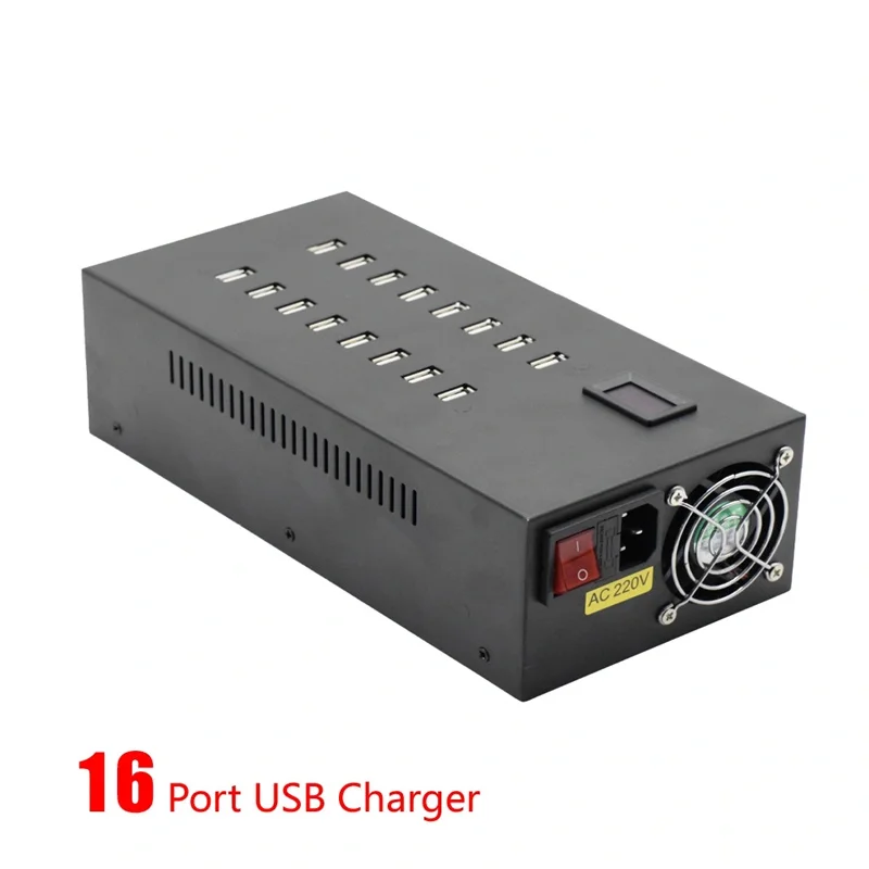16-Port USB Charger 200W 5V Multi-Function Fast Charging Hub for Electronics