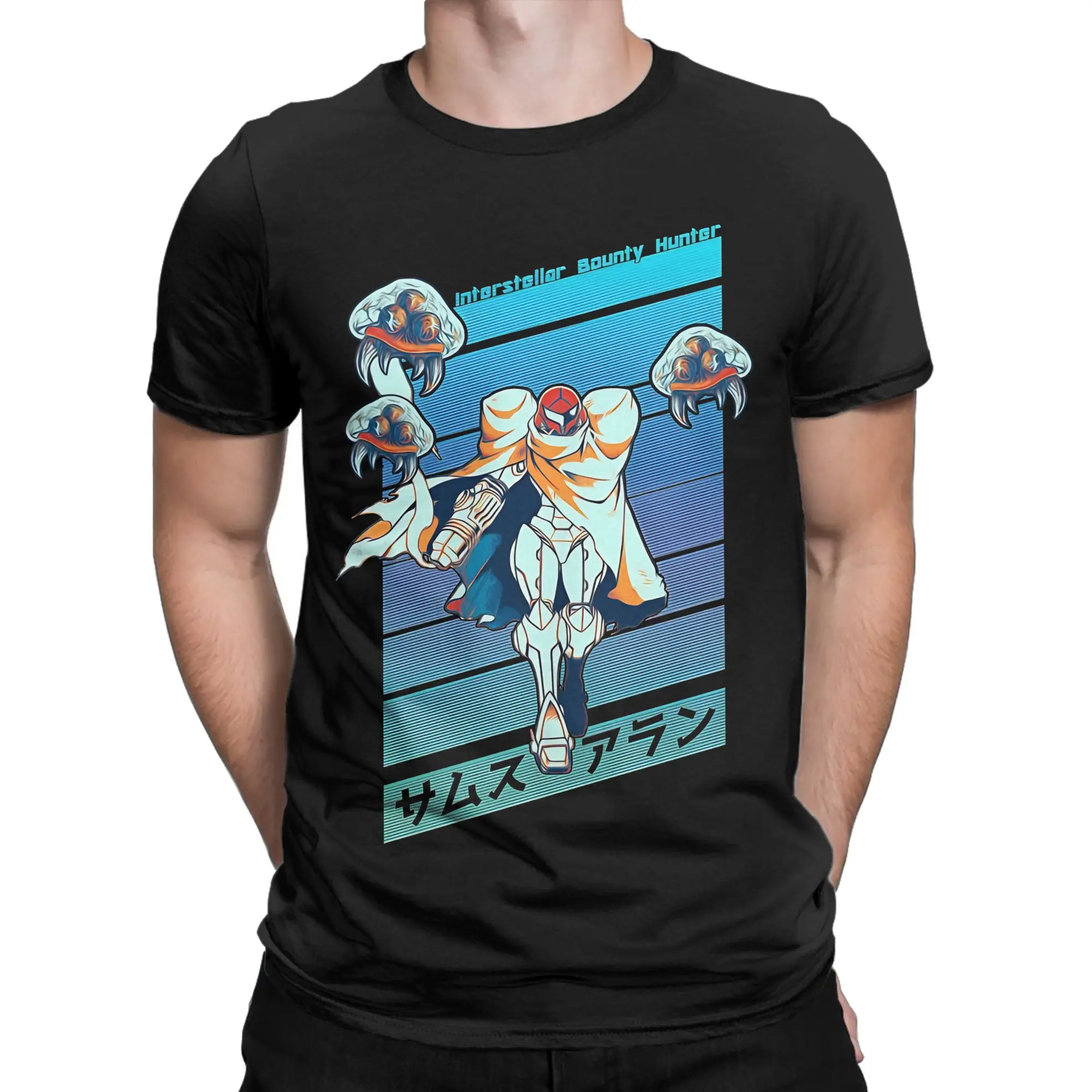 Space Adventure Graphic  Classic Metroid Novelty Graphic 100% Cotton T-Shirt Tops Tees For Men