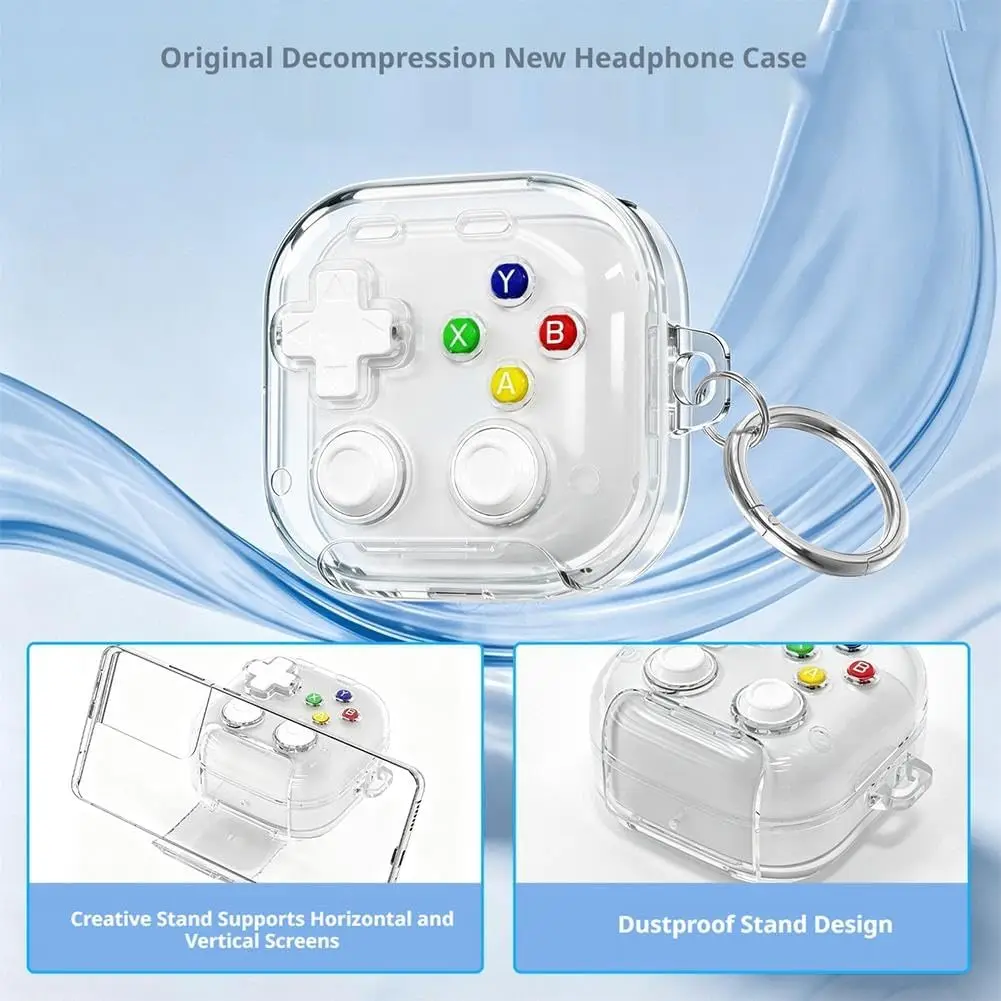 Headphone Case Accessories for Samsung Galaxy Buds 4/4 Pro 3D Button Game Player Design with Carabiner Case for Galaxy Buds 4Pro