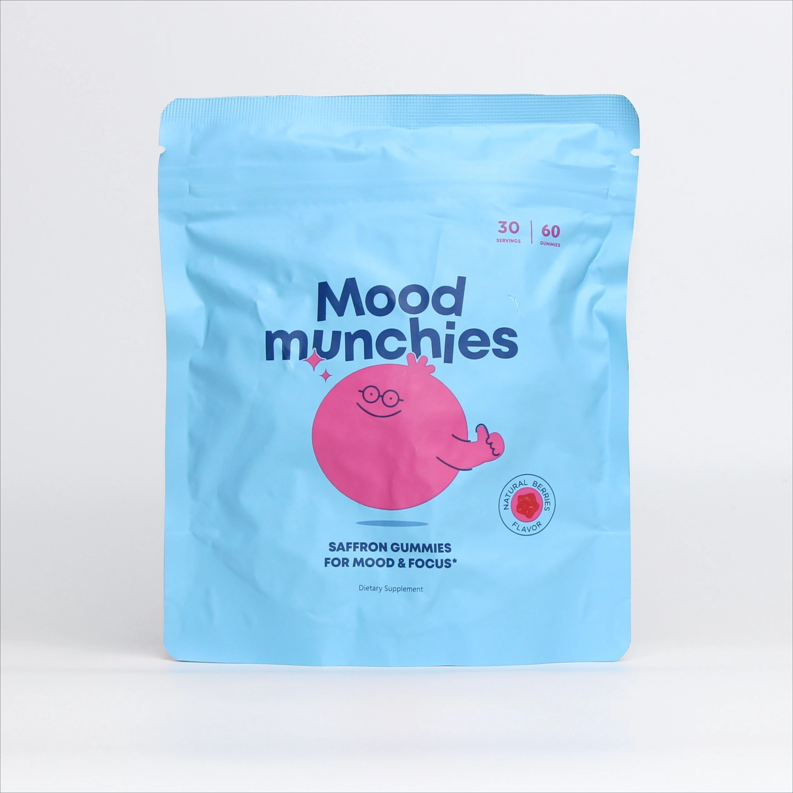 Mood Munchies Saffron 60 Gummies 30 Days Mood Support & Focus Boost Natural Berry Flavor Dietary Supplement Relax Stress Enha