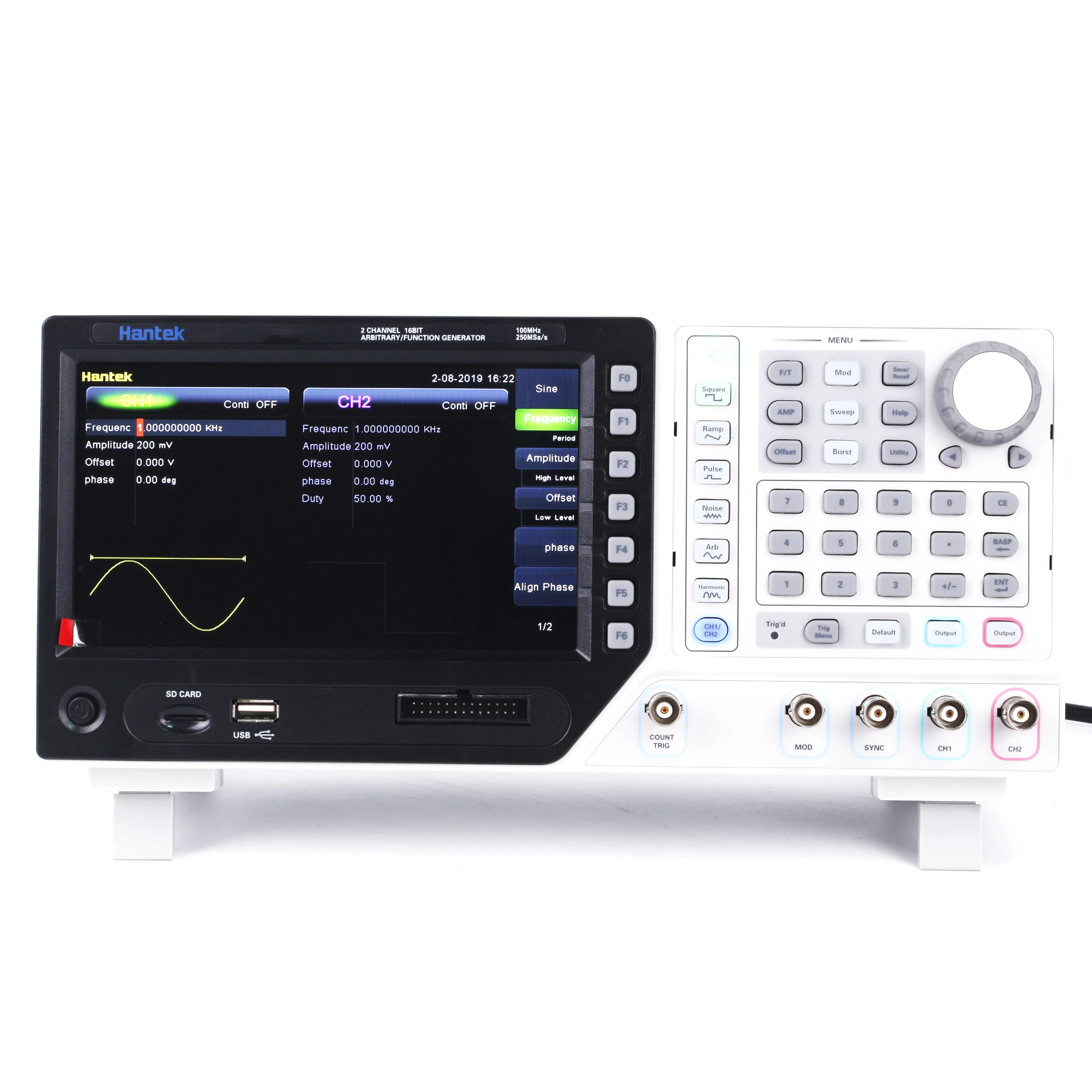

Hantek HDG2062B Benchtop Generator Signal With 2 Channels DDS Function Arbitrary Waveform USB LCD Digital Function Generator