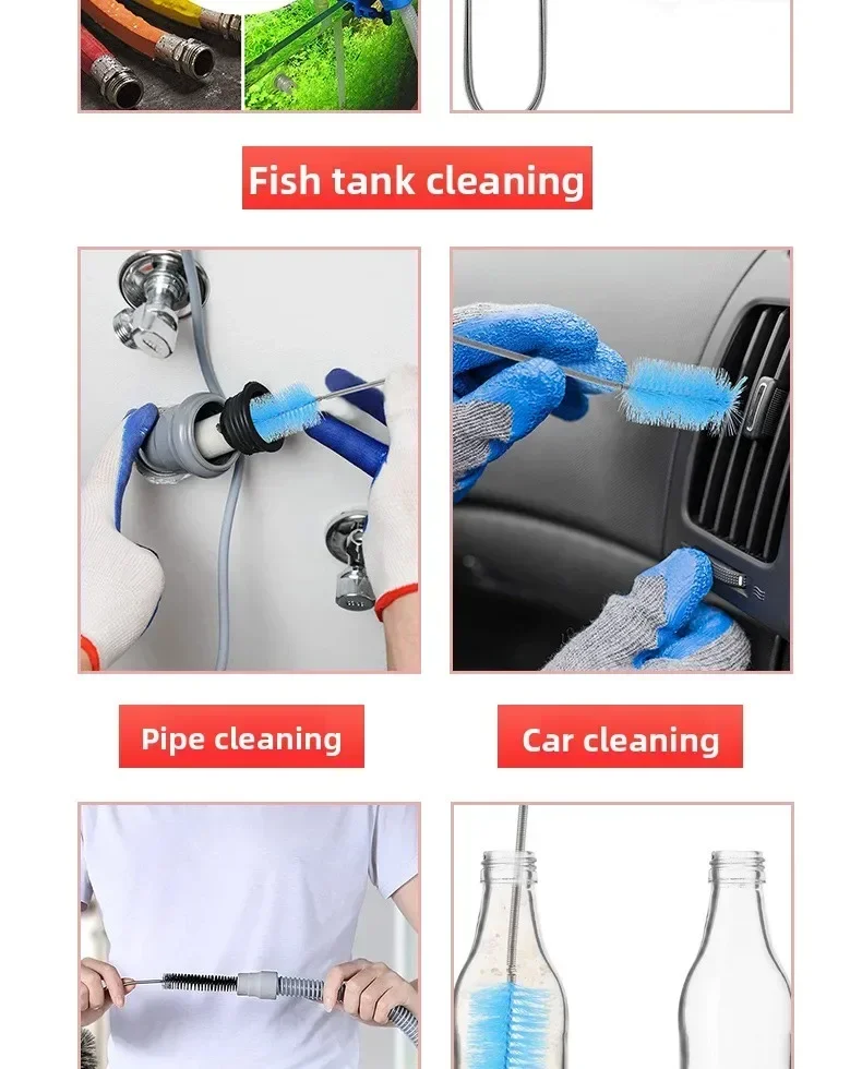 Flexibler Federbürsten-Schlauchreiniger für Aquarienfilter, Eimer, Innen- und Außenrohre zur Algen- und Schmutzentfernung – Aquatische Pflegezubehör – Detail 9
