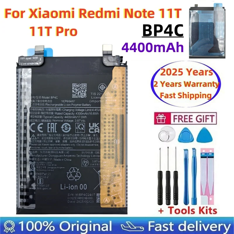 

100% Original BP4C Replacement Battery For Xiaomi Redmi Note 11T / 11T Pro 4400mAh High Quality Bateria Fast Shipping