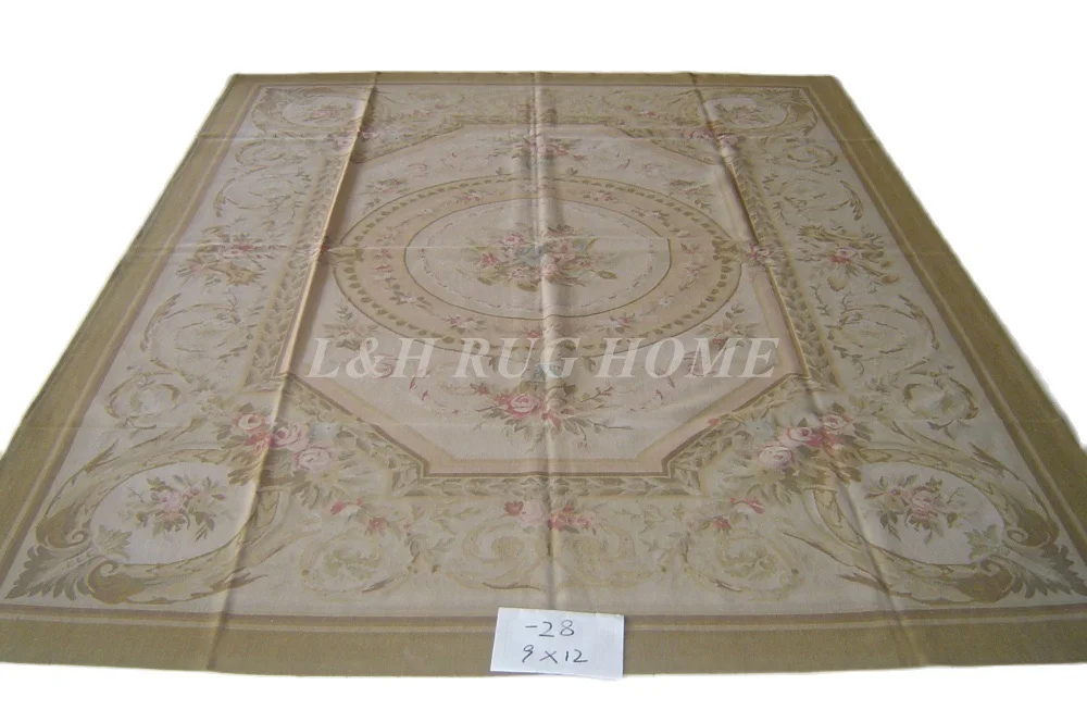 

Free shipping 9'x12' French style aubusson carpets hand knotted rugs Woolen French Aubusson Rugs high quality rug