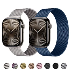 For Apple Watch Band 46mm 42mm 44mm 45mm 49mm 40mm 41m milanese loop correa bracelet iWatch series 10 8 9 7 6 5 4 SE Ultra Strap