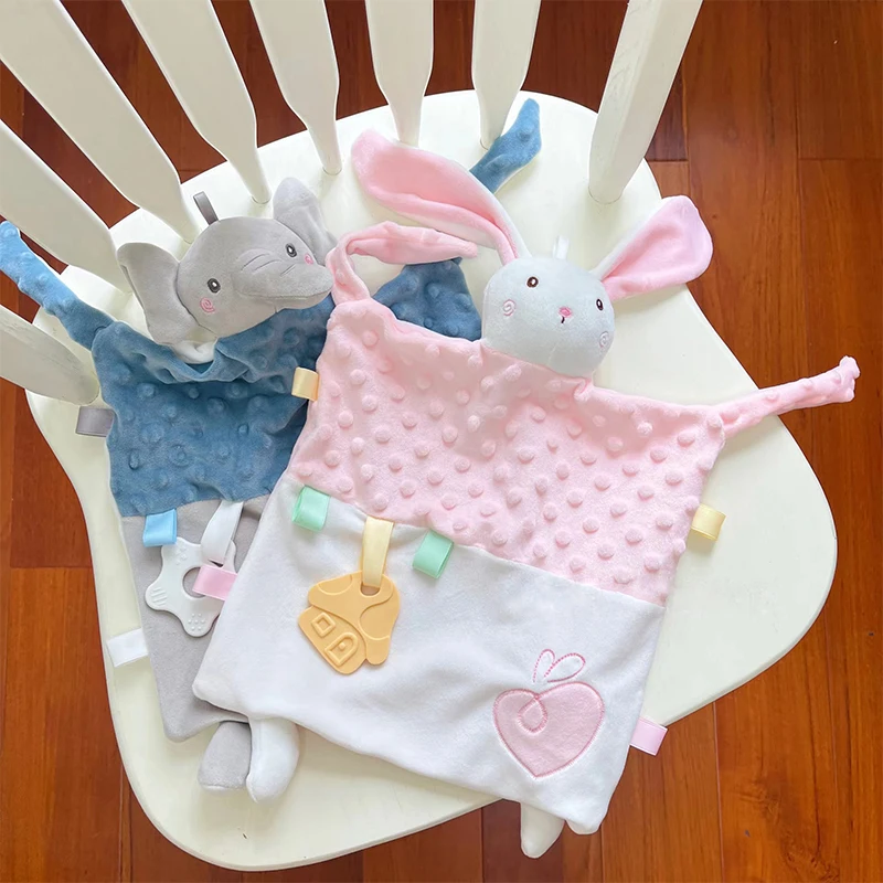 Newborn Baby Soothe Appease Towel Comfortable Bunny Elephant Plush Stuffed Baby Toys Security Tag Cute Stuffed Animal Blanket