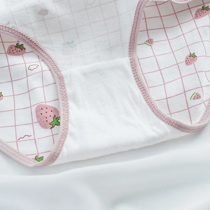5 PCS Kids Girls Strawberry Print Panties Soft Cotton Antibacterial Briefs For 3-16 Years Children Baby Breathable Underwear - view 6