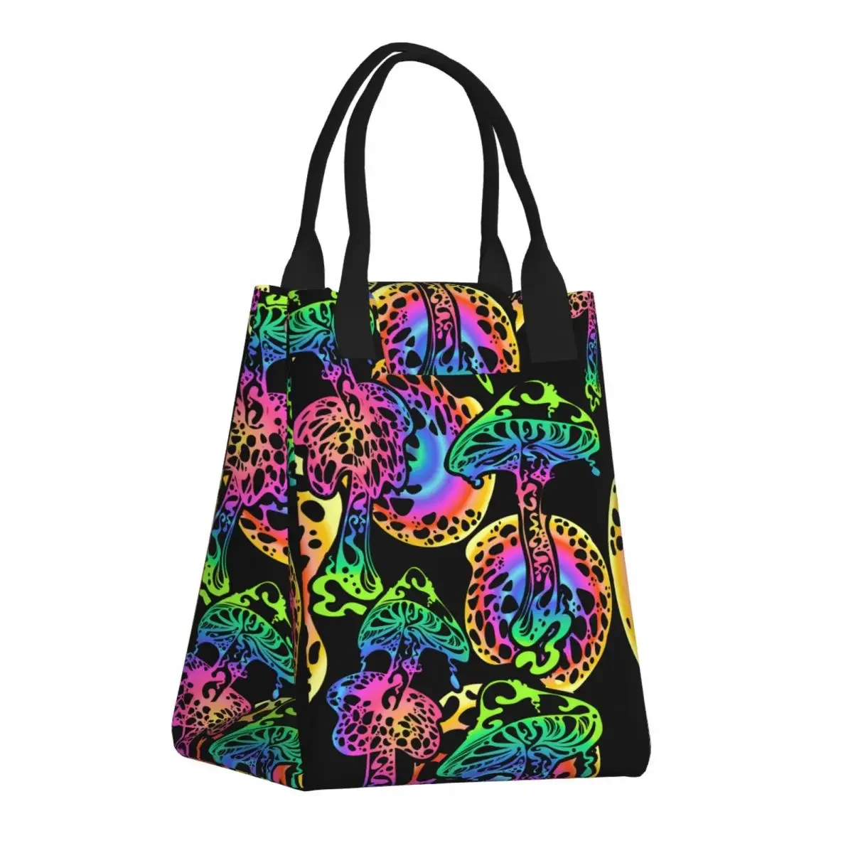 

Paper Lunch Bag Waterproof Insulation Bag Psychedelic Magic Glowing Mushrooms Handbag for Office Worker Student