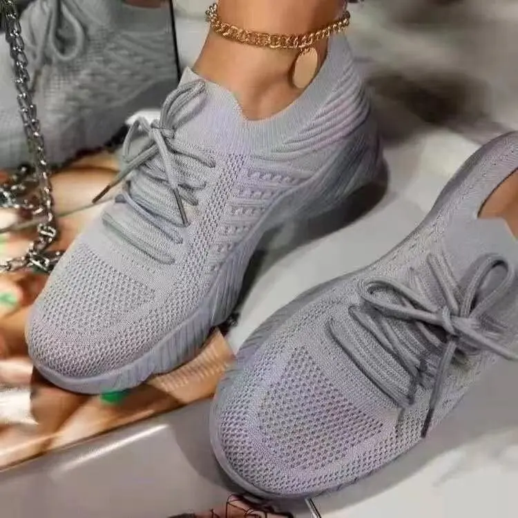 Frauen Turnschuhe Atmungsaktiv Casual Frauen Socken Schuhe Lace Up Damen Wohnungen Weiblichen Frühling Vulkanisierte Laufschuhe Zapatillas De Mujer – Detail 4