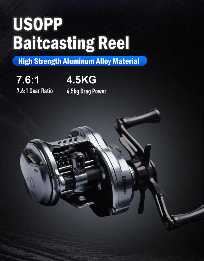 Leydun Neue Lysop-Baitcasting-Angelrollen, 125 g, ultraleicht, 7,6:1, Übersetzungsverhältnis 4,5 kg, Drag-Power-Köderwurfrolle, Baitcaster Tackle – Detail 4