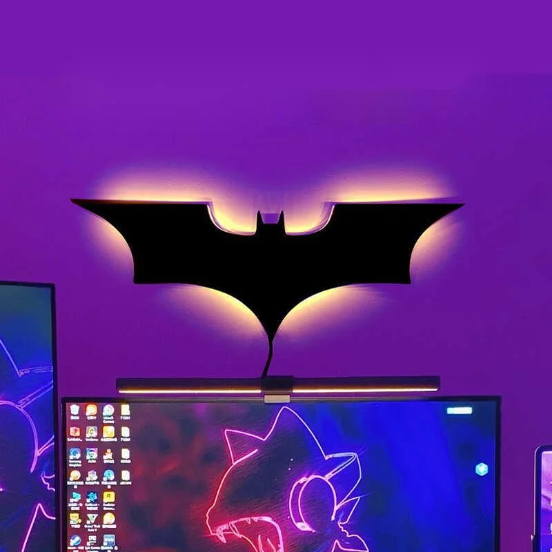 Batmanes Night Light Cool Atmosphere Light RGB Wall Lamp For Esports Room Bedroom Bar Decoration  Remote Control Modern Light