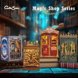 CUTEBEE DIY Book Nook Kit miniaturowy domek dla lalek ze światłem magiczna półka na książki wkładka Booknook dekoracja wnętrz na rękodzieło prezent urodzinowy
