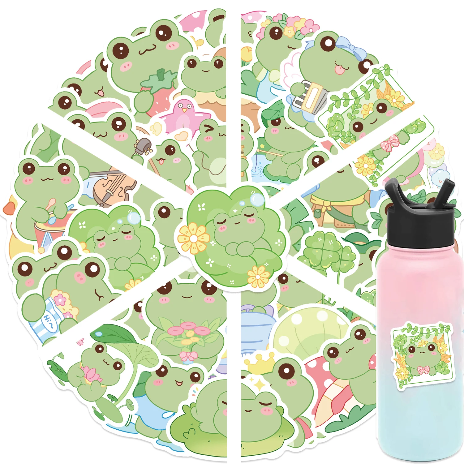 50pcs Cute Little Frog PVC Sticker Aesthetic Stationery School Supplies DIY Decoration Korean Scrapbooking Waterproof Decals