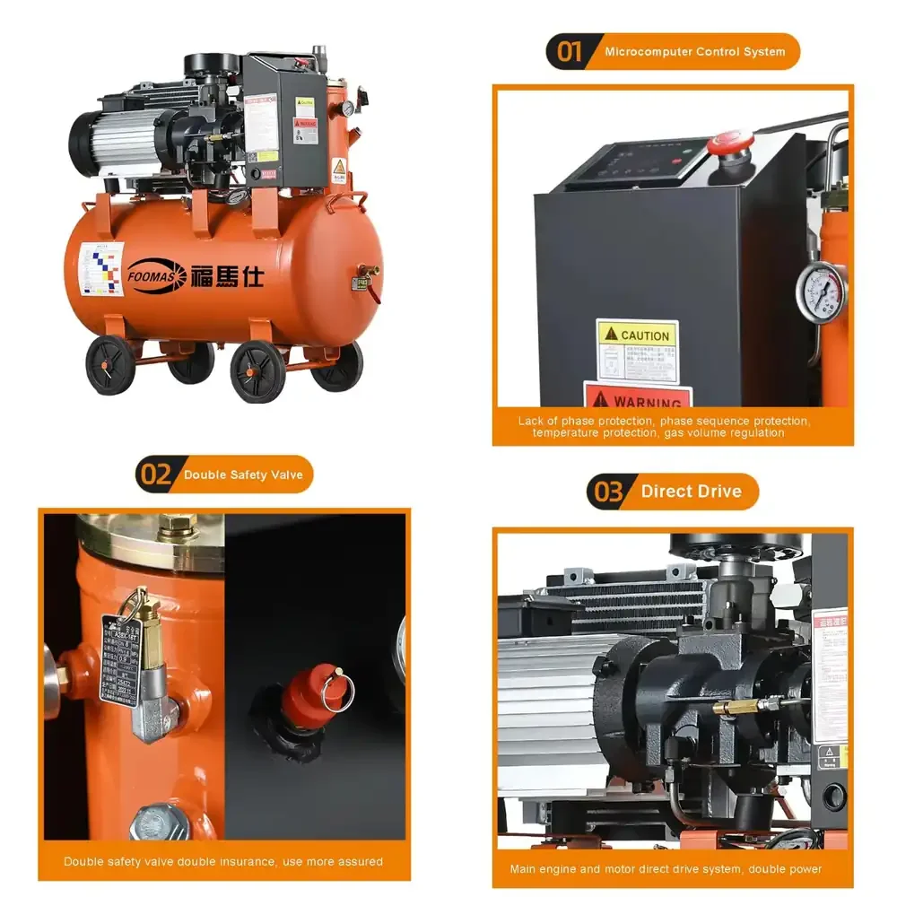 2 in 1 Screw Air Compressor for Single Phase and Three Phase 2.2KW 3KW 4KW 4.5KW 5KW 5.5KW 7.5KW Multifunctional Industrial
