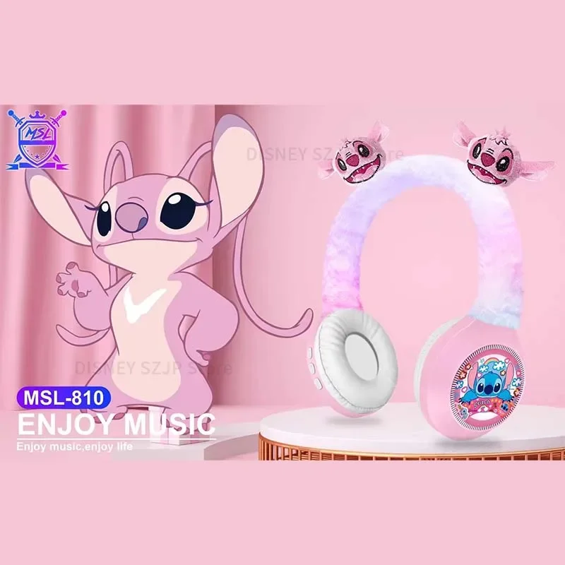 Nuove cuffie Bluetooth Wireless Disney Stitch MSL-810 cuffie in peluche con suono Stereo HIFI con microfono regali per bambini Anime Cartoon