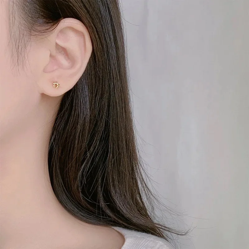 Korean Fashion 925 Silver Needle  Earrings Ear Studs Stainless For Women Mini  Sweet Stud Earring Girls Flower Piercing Jewelry
