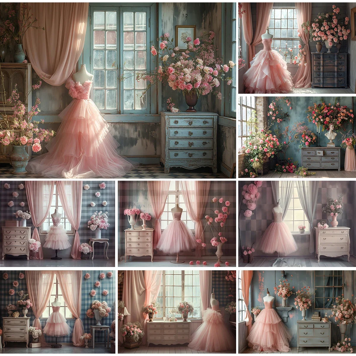 

Floral Garden Dress Backdrops Kids Baby Photography Props Child Adult Photocall Decors Spring Flower House Backgrounds