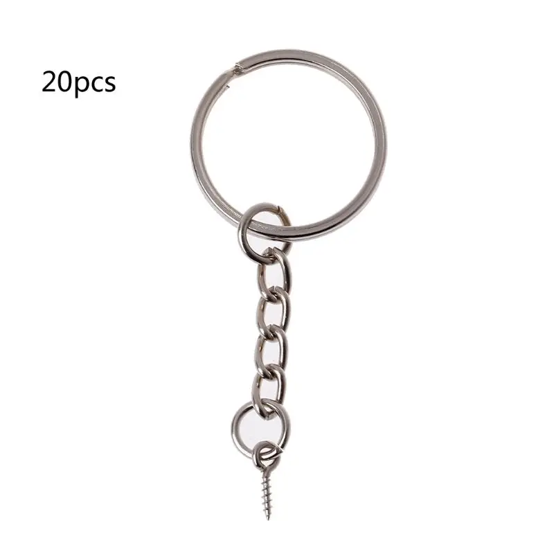 20x Keychain Rings for Crafts Keychains Rings with Chain Open Jump Rings and Screw Eye Pins for Crafts Keychain Making