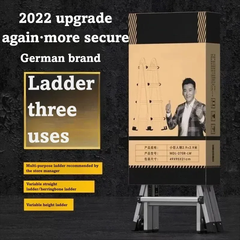 Aluminum Alloy Telescopic Ladder Multifunctional Herringbone Design for Household and Engineering Applications