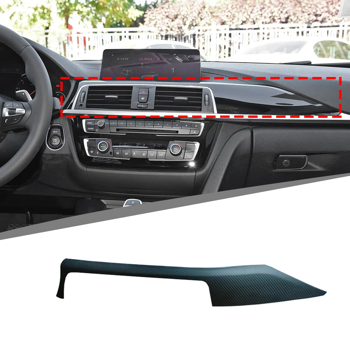 

For BMW F30 F31 F32 F33 F34 F36 F80 F82 Matte Real Carbon Fiber Car Dashboard Panel Decorative Cover Trim Interior Accessories